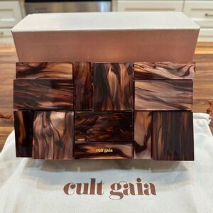 NWT - Cult Gaia Galleria Clutch in Bronze - acrylic